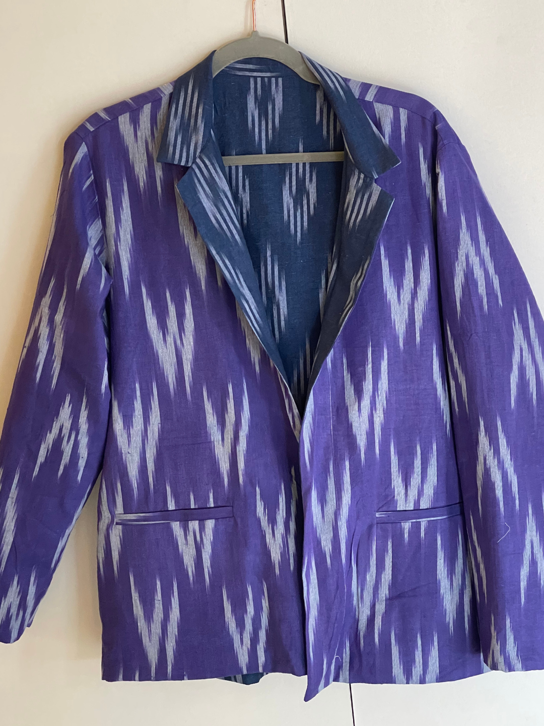 Handloom Cotton Ikat Reversible Blazer