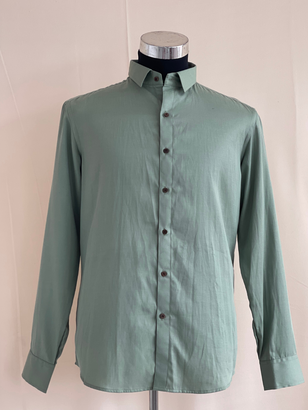 Pastel Green Tencel™ Shirt with Spread Collar