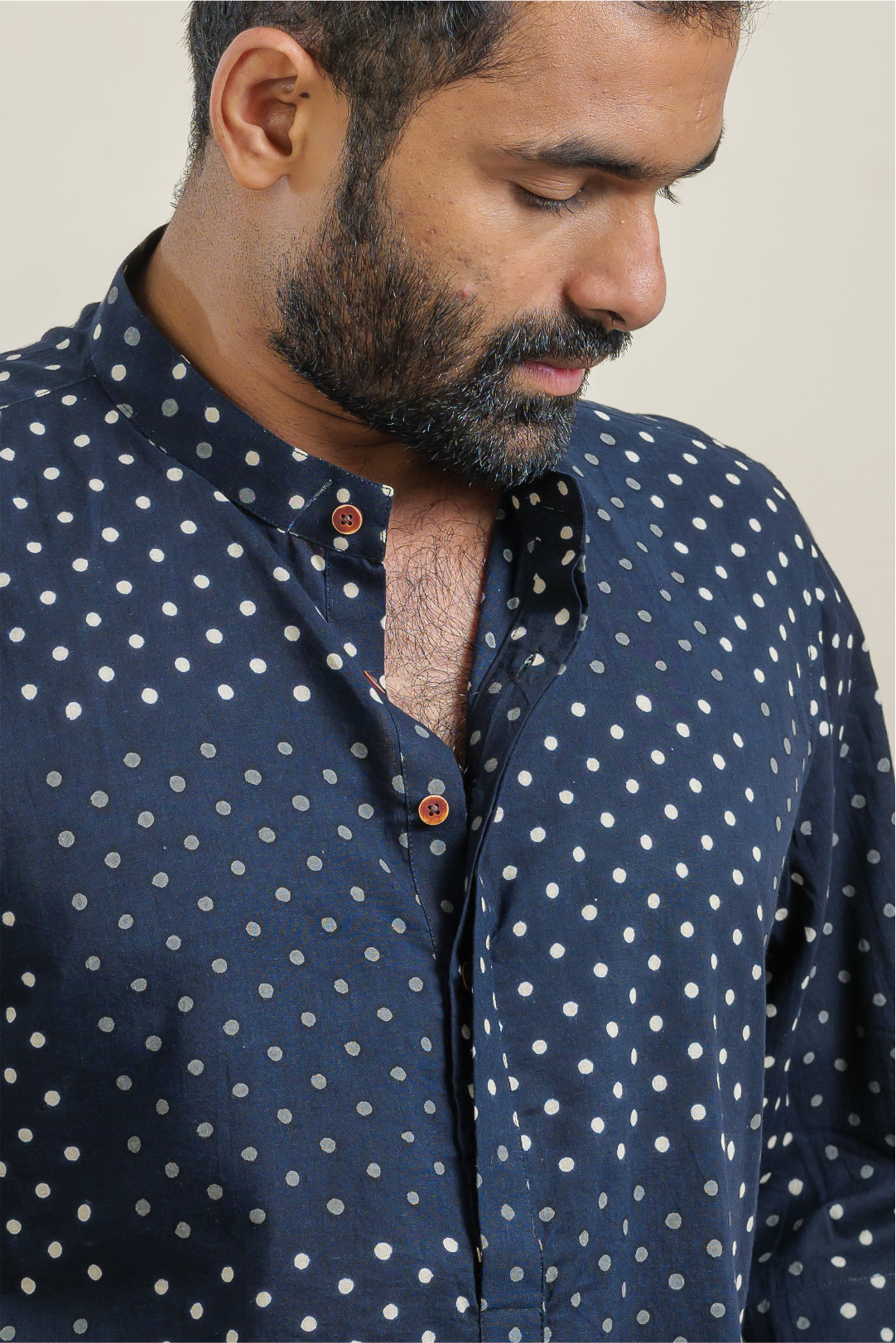 Starry Black Half-Sleeved Cotton Kurta