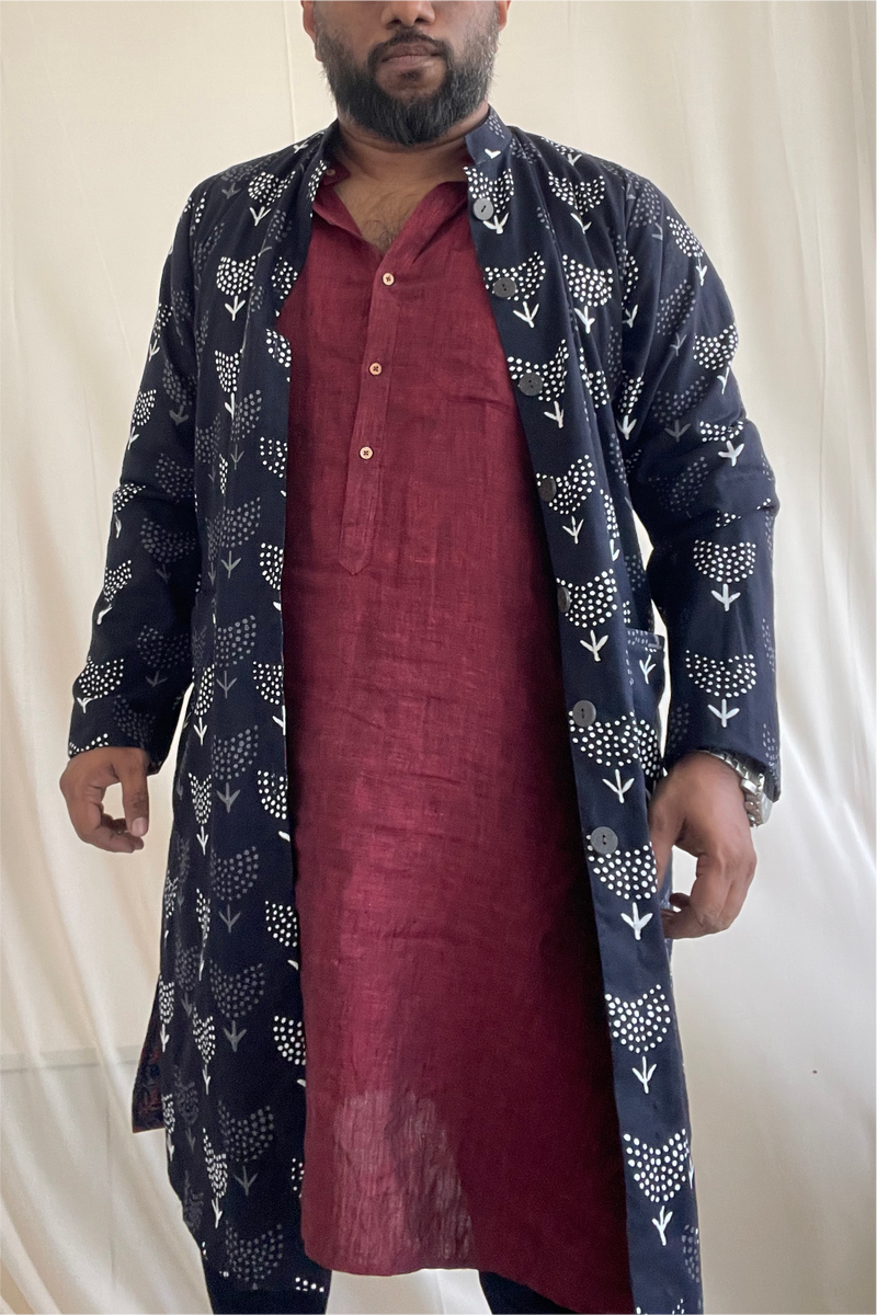 Mehfil Ajrakh-Dabu Reversible Jacket Kurta