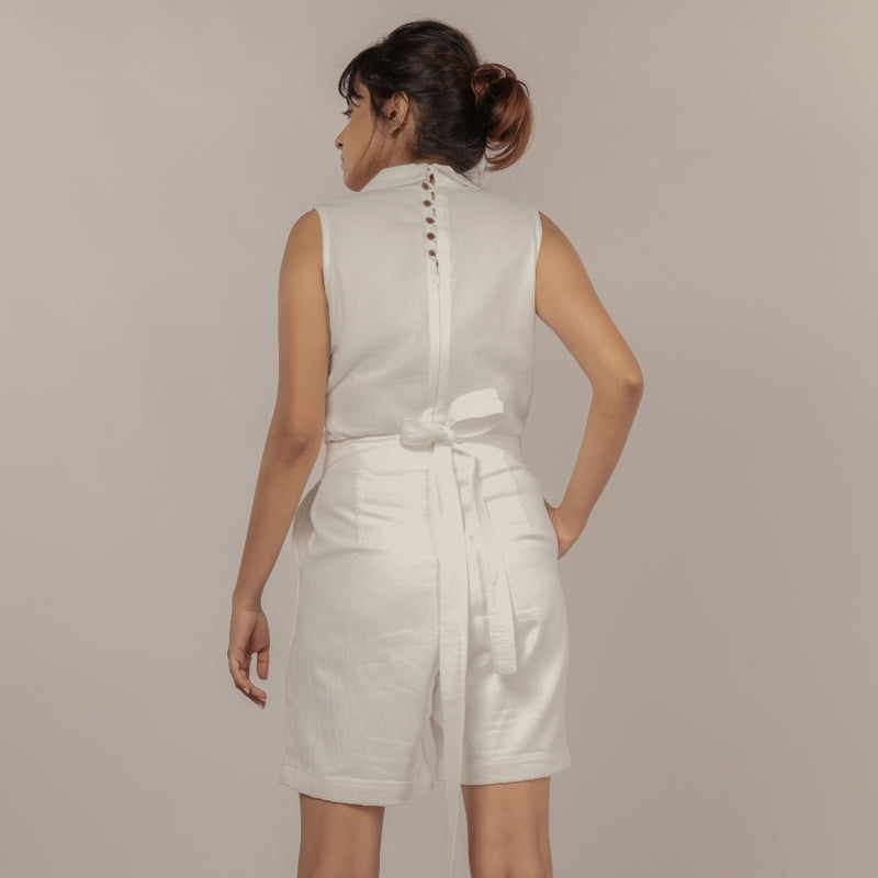 This playsuit is made using Ayurvedic cotton fabric with two layers.