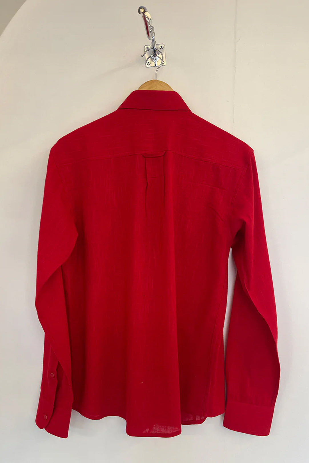 Gabriel Slub Cotton Shirt in Bright Red