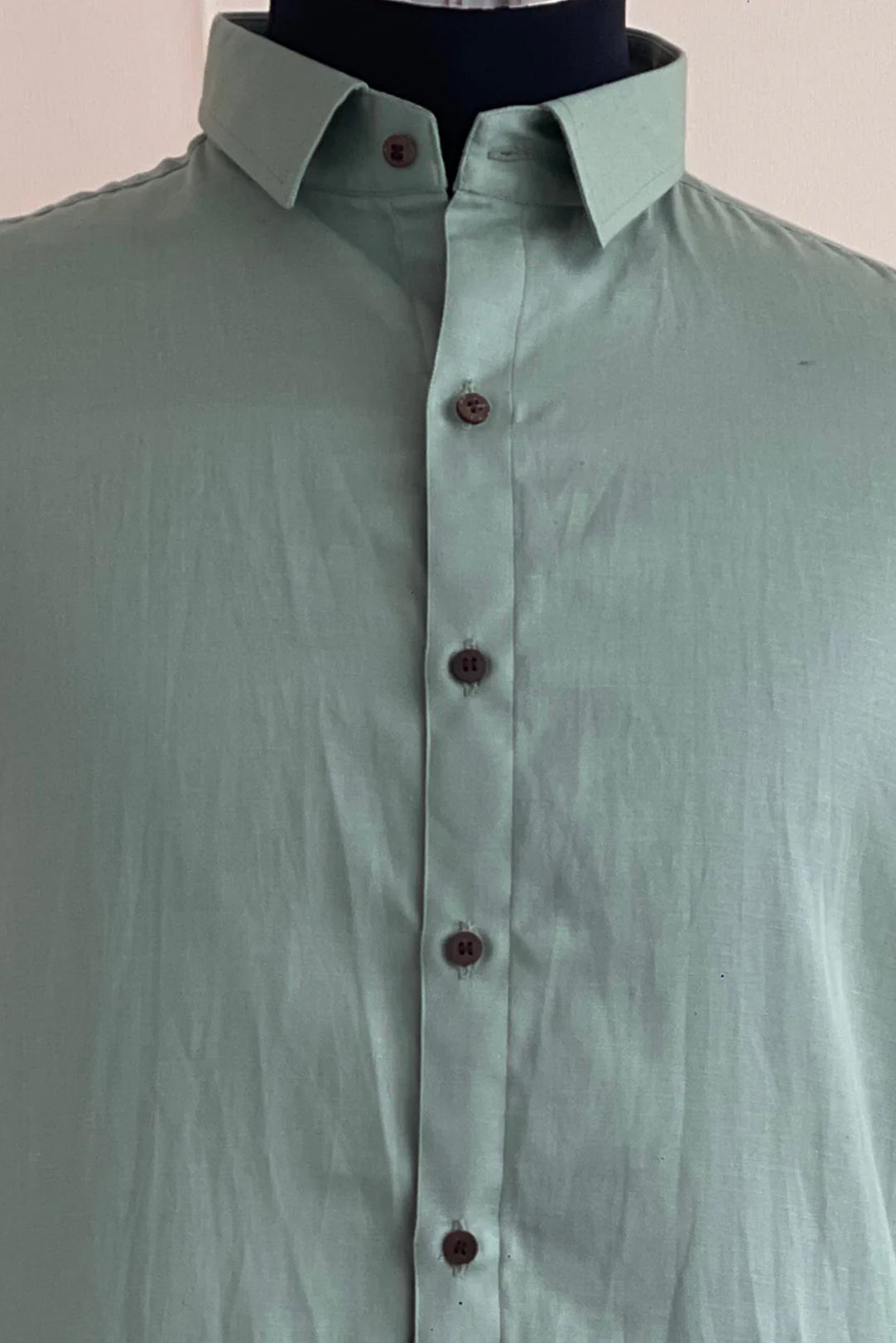 Pastel Green Tencel™ Shirt with Spread Collar