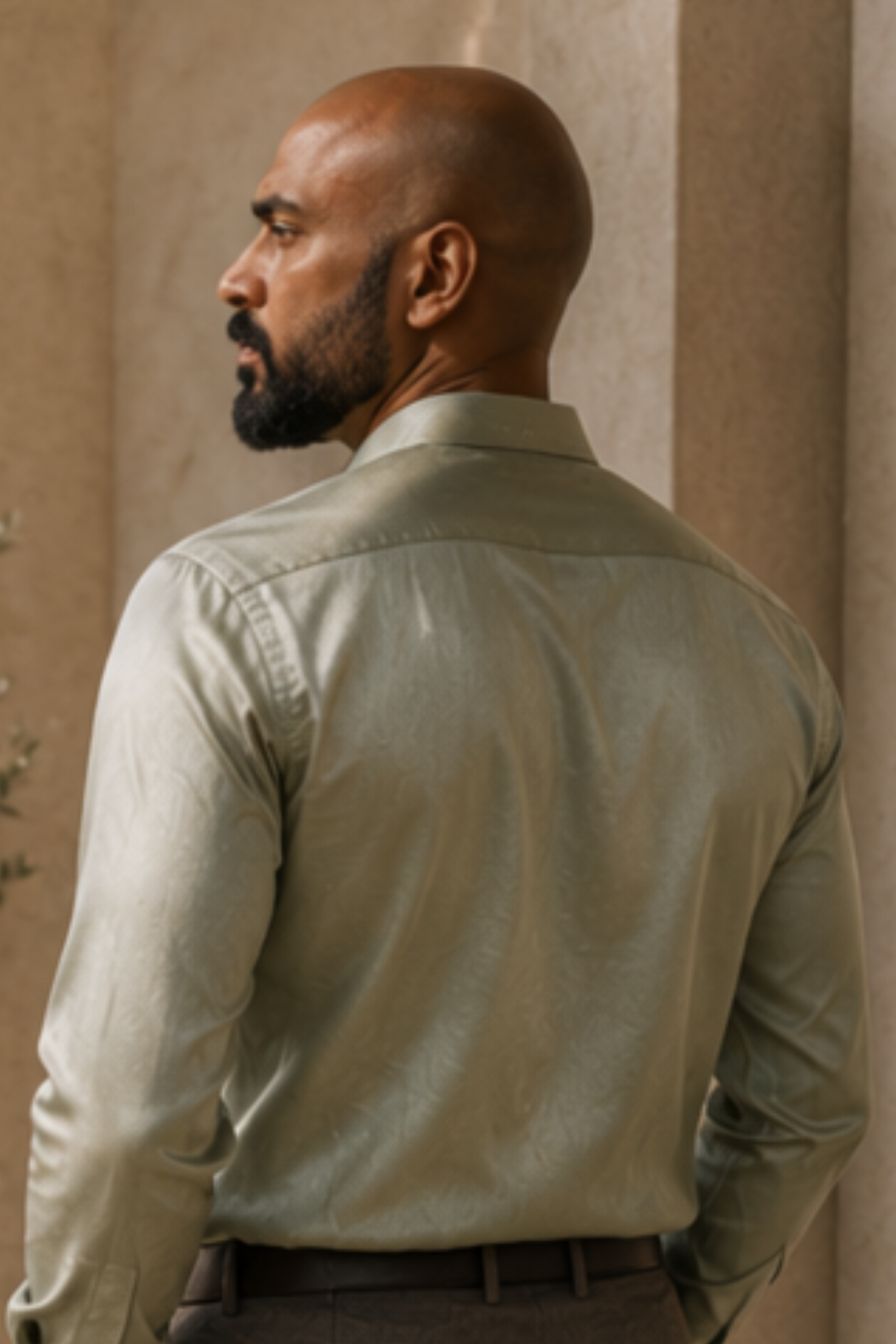 Zenith Tencel™ Satin Spread Collar Shirt – Sage Green Full Sleeve Shirt for Men