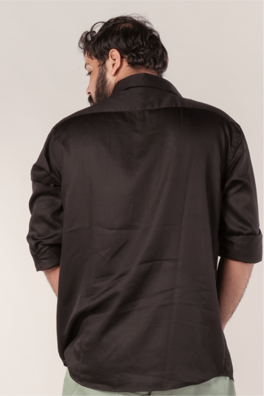 Jet Black Tencel™ Satin Shirt