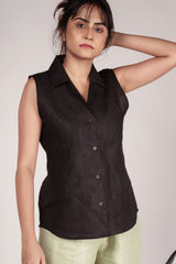Sleeveless shirt for women in Hemp