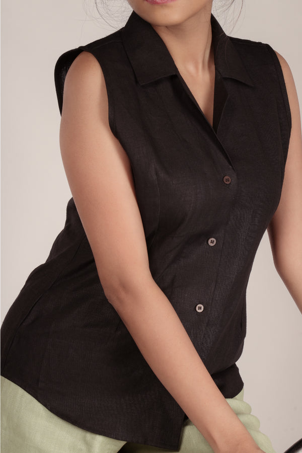 Sleeveless shirt for women in Hemp