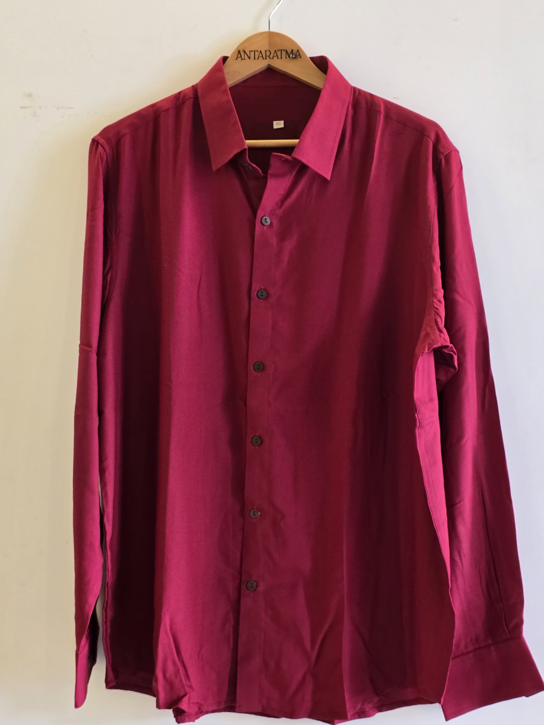 Royal Maroon Modal Satin Spread Collar Shirt