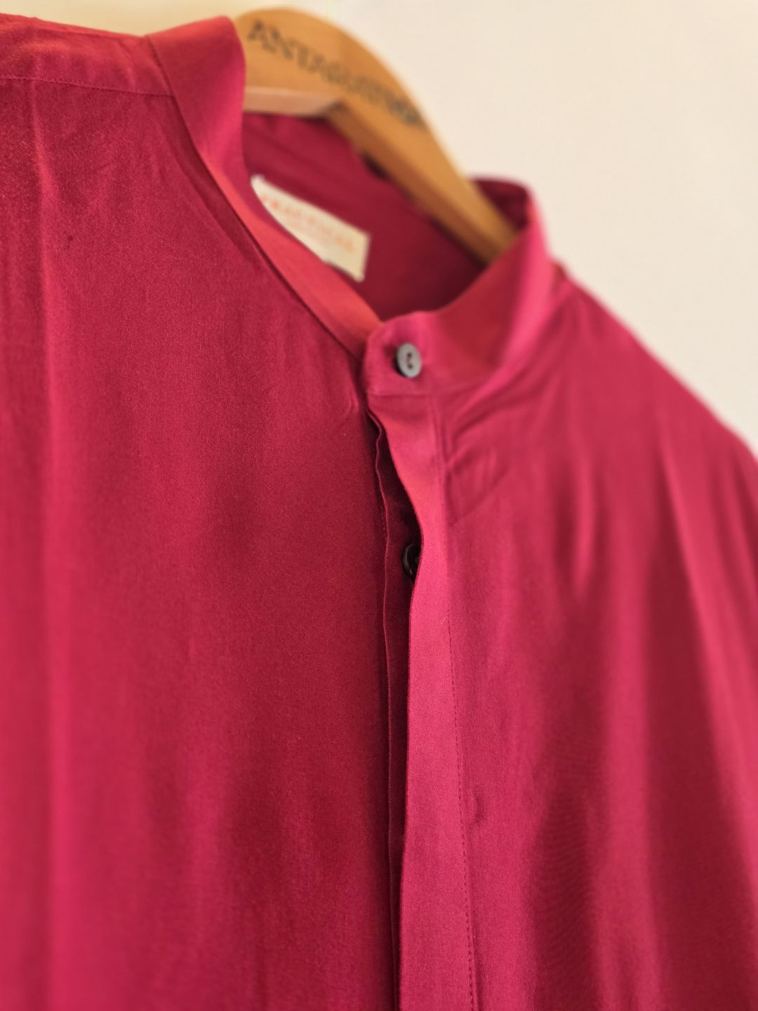 Royal Maroon Modal Satin Chinese Collar Shirt