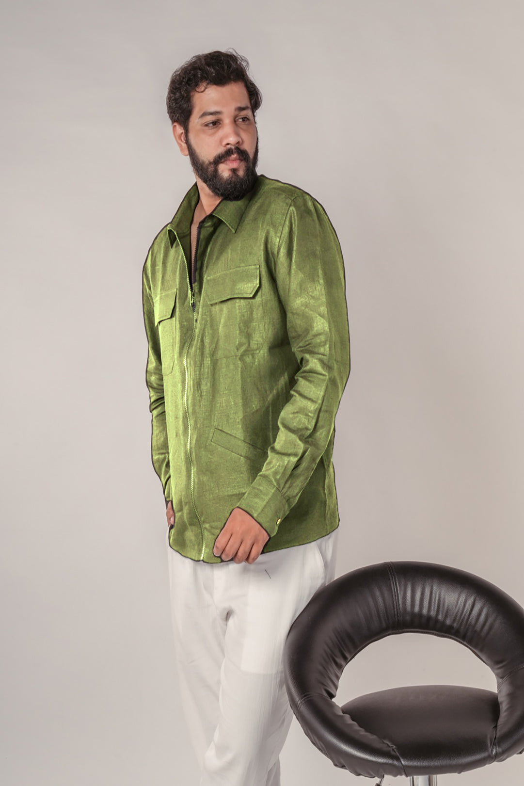 Olive Branch Nomad Hemp Shacket with Zipper