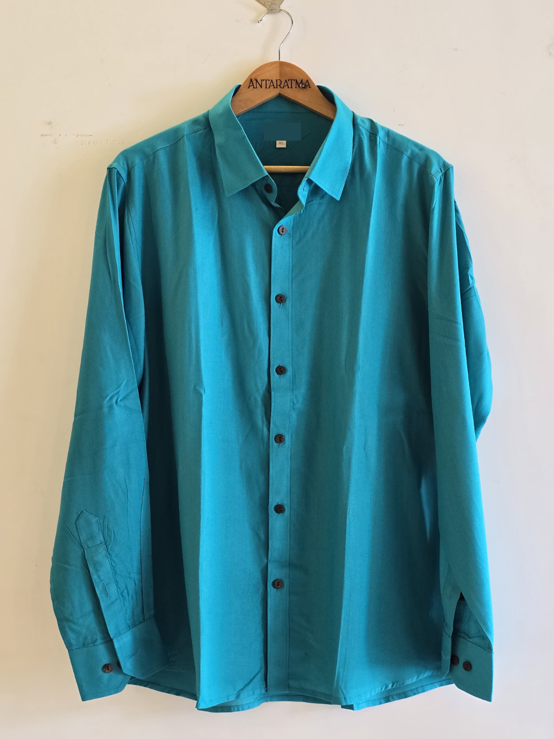 Aqua Modal Satin Spread Collar Shirt