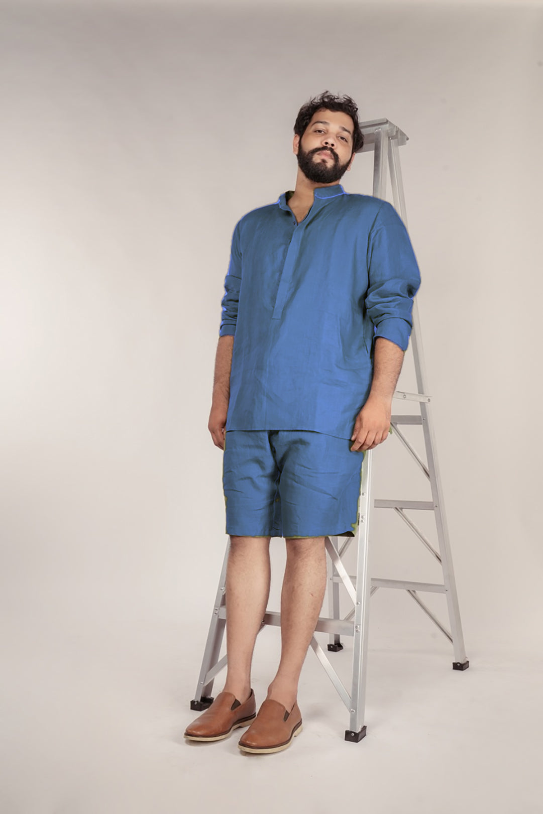 Midnight Blue Breeze Hemp Lounge Set Kurta + Shorts