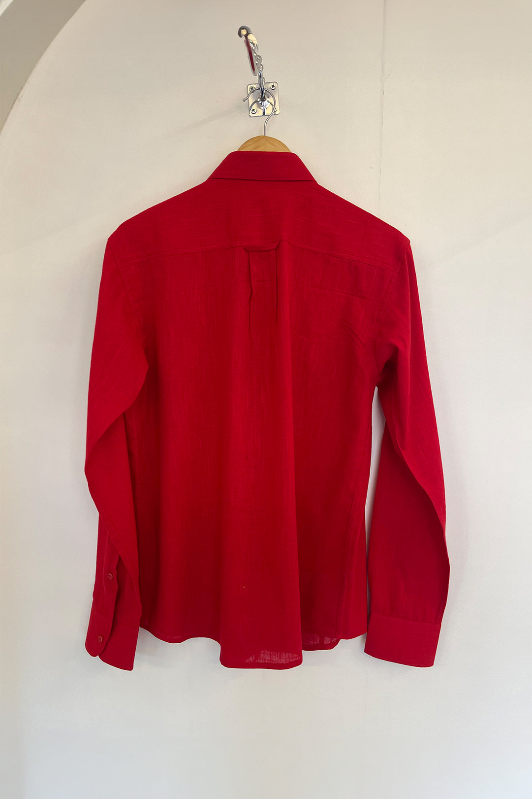 Gabriel Slub Cotton Shirt in Bright Red