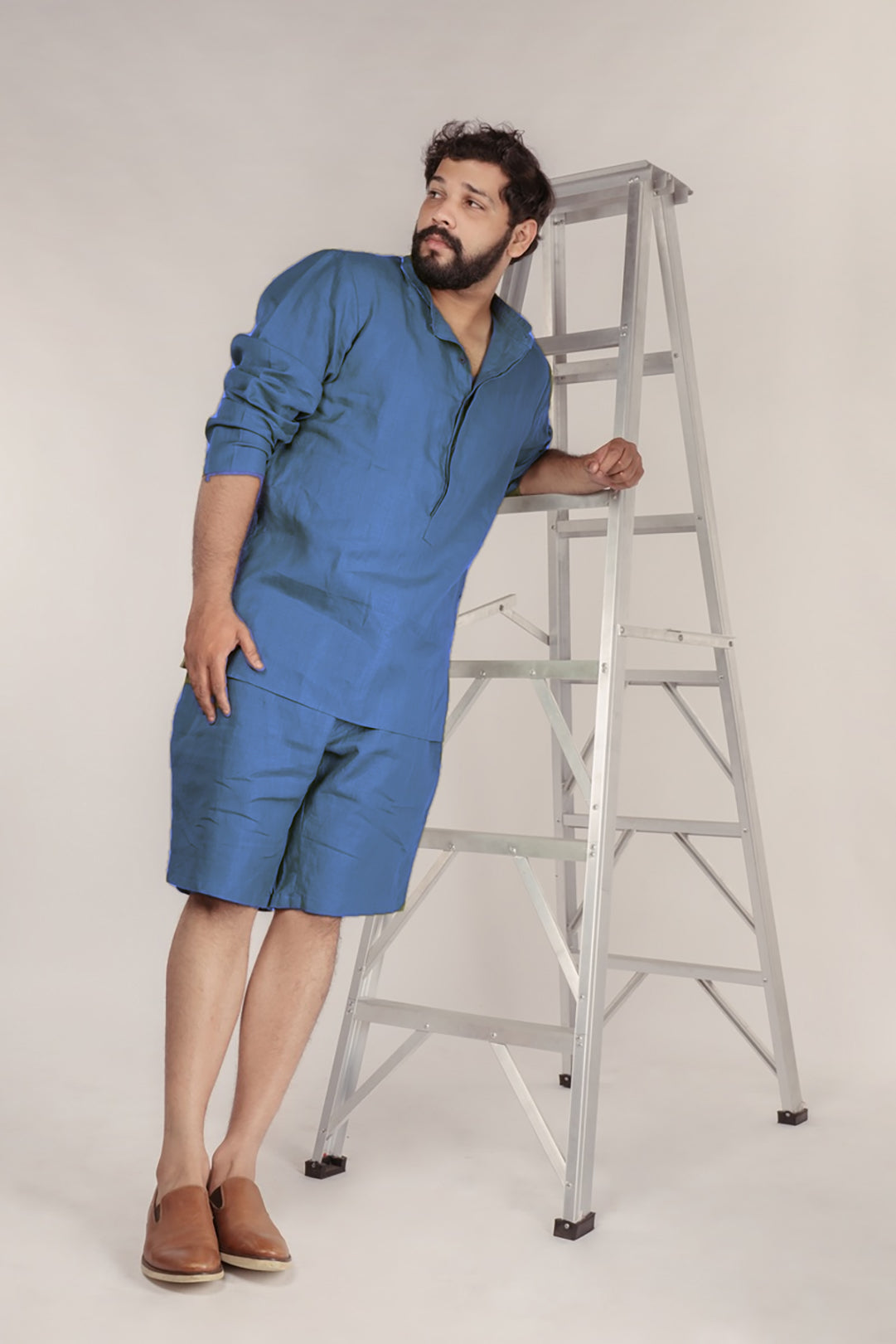 Midnight Blue Breeze Hemp Lounge Set Kurta + Shorts