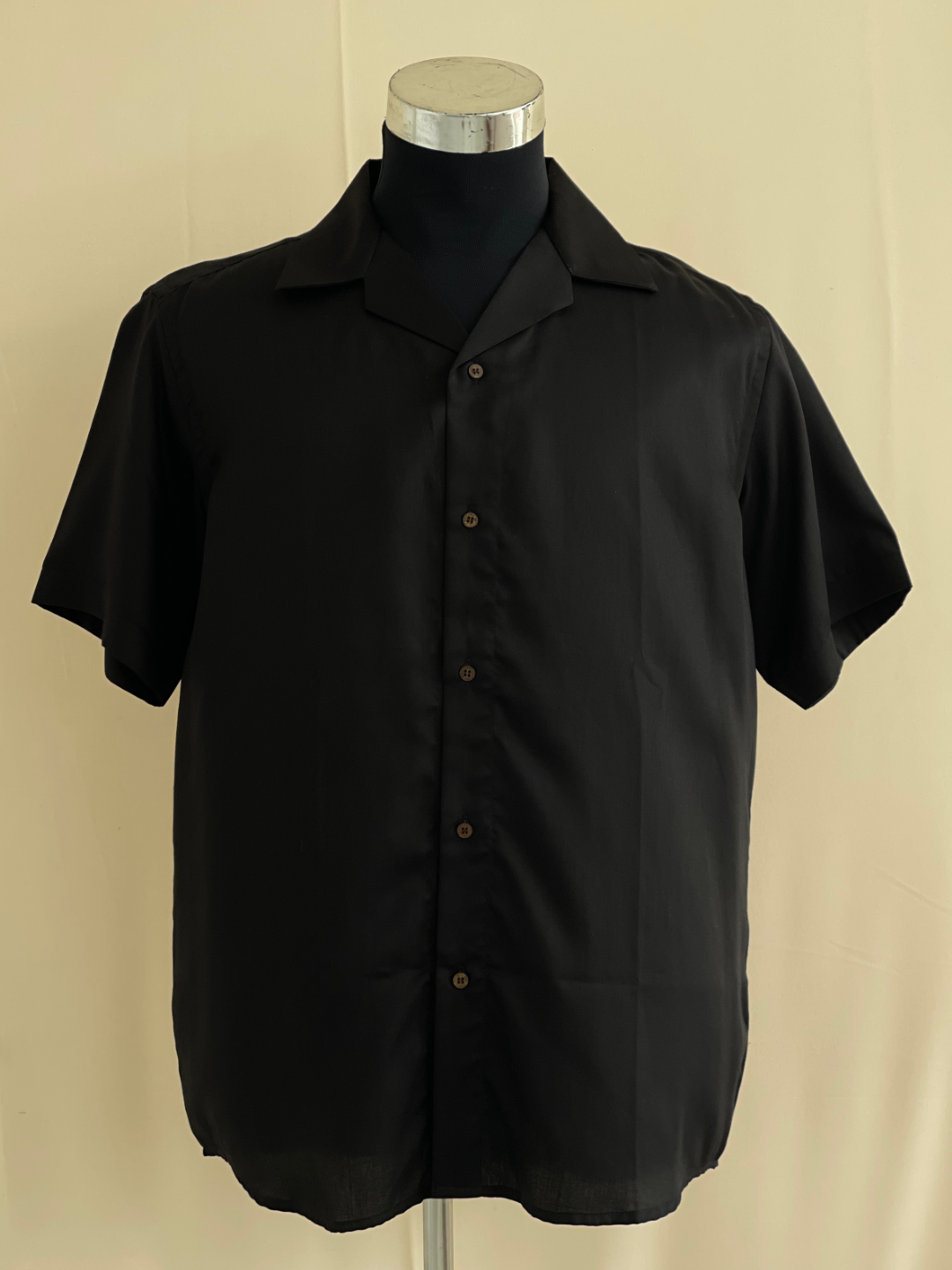 Jet Black Half-Sleeved Tencel™ Satin Shirt