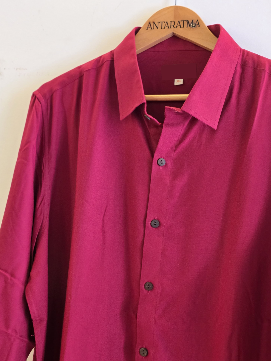 Royal Maroon Modal Satin Spread Collar Shirt