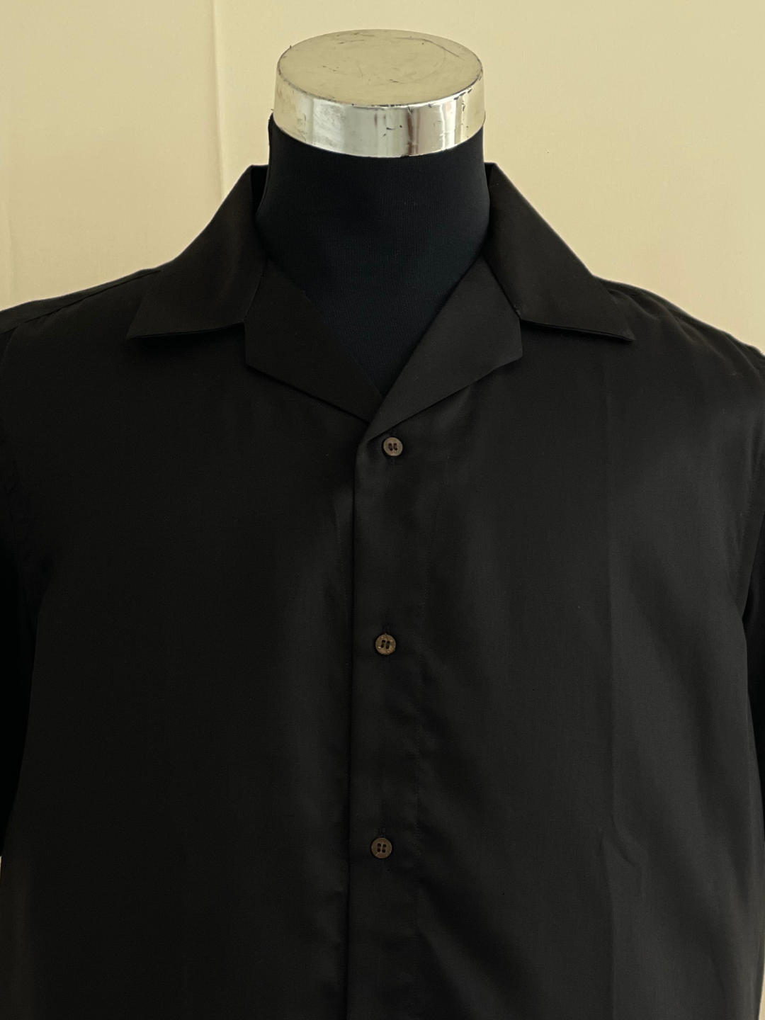 Jet Black Half-Sleeved Tencel™ Satin Shirt