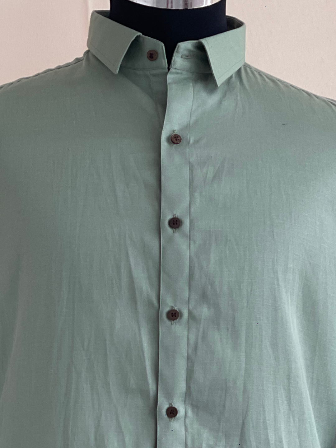 Pastel Green Tencel™ Shirt with Spread Collar