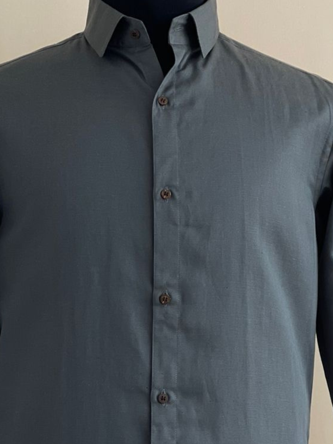 Steel Grey Tencel™ Shirt with Spread Collar