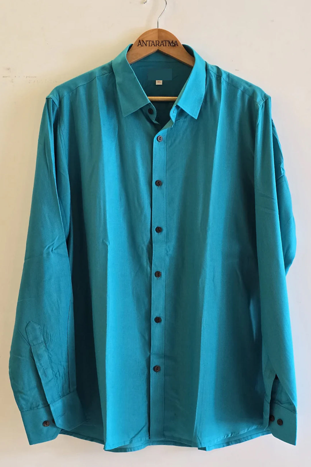 Aqua Modal Satin Spread Collar Shirt