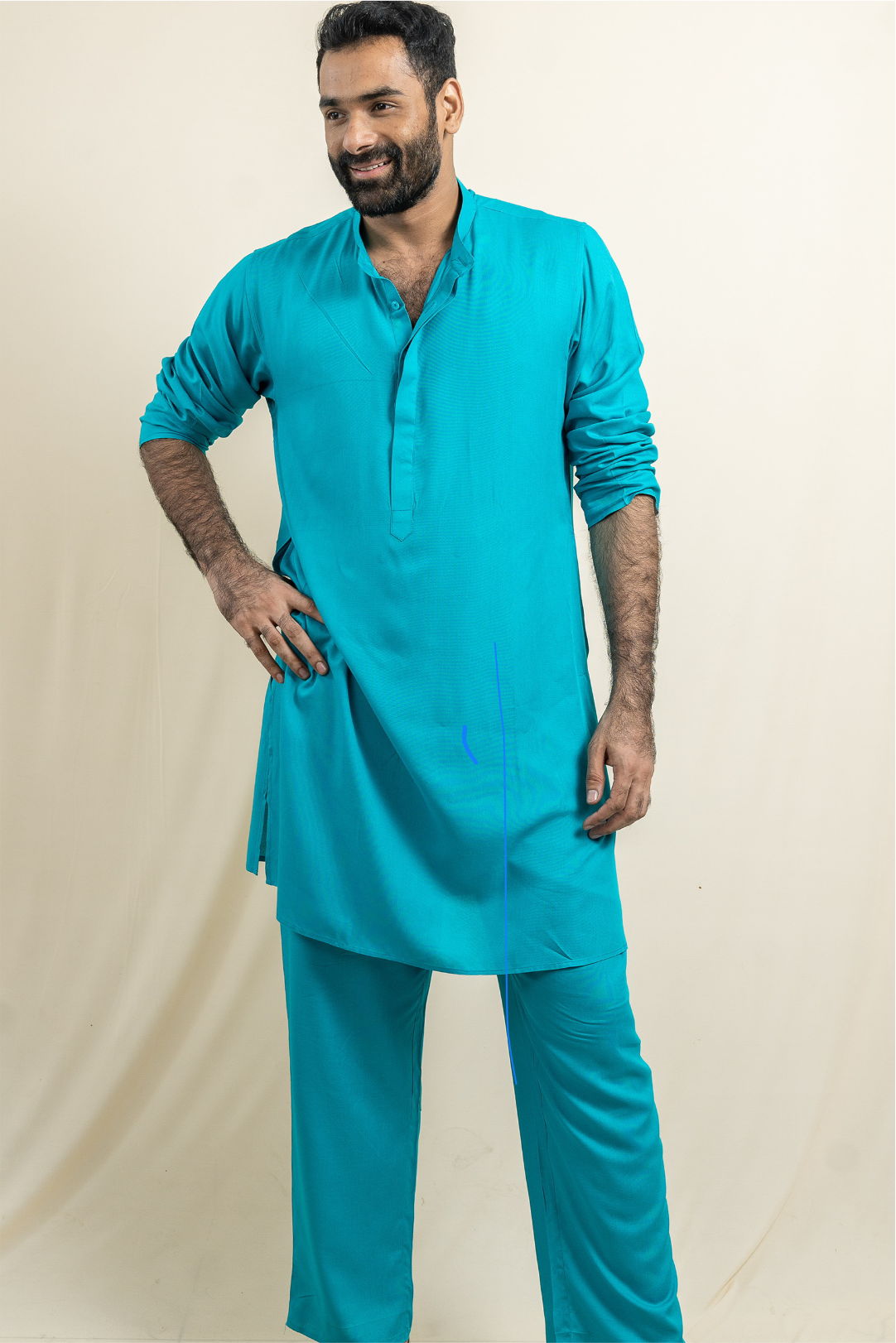 Aqua Ascent Modal Satin Kurta-Pajama Co-ord Set