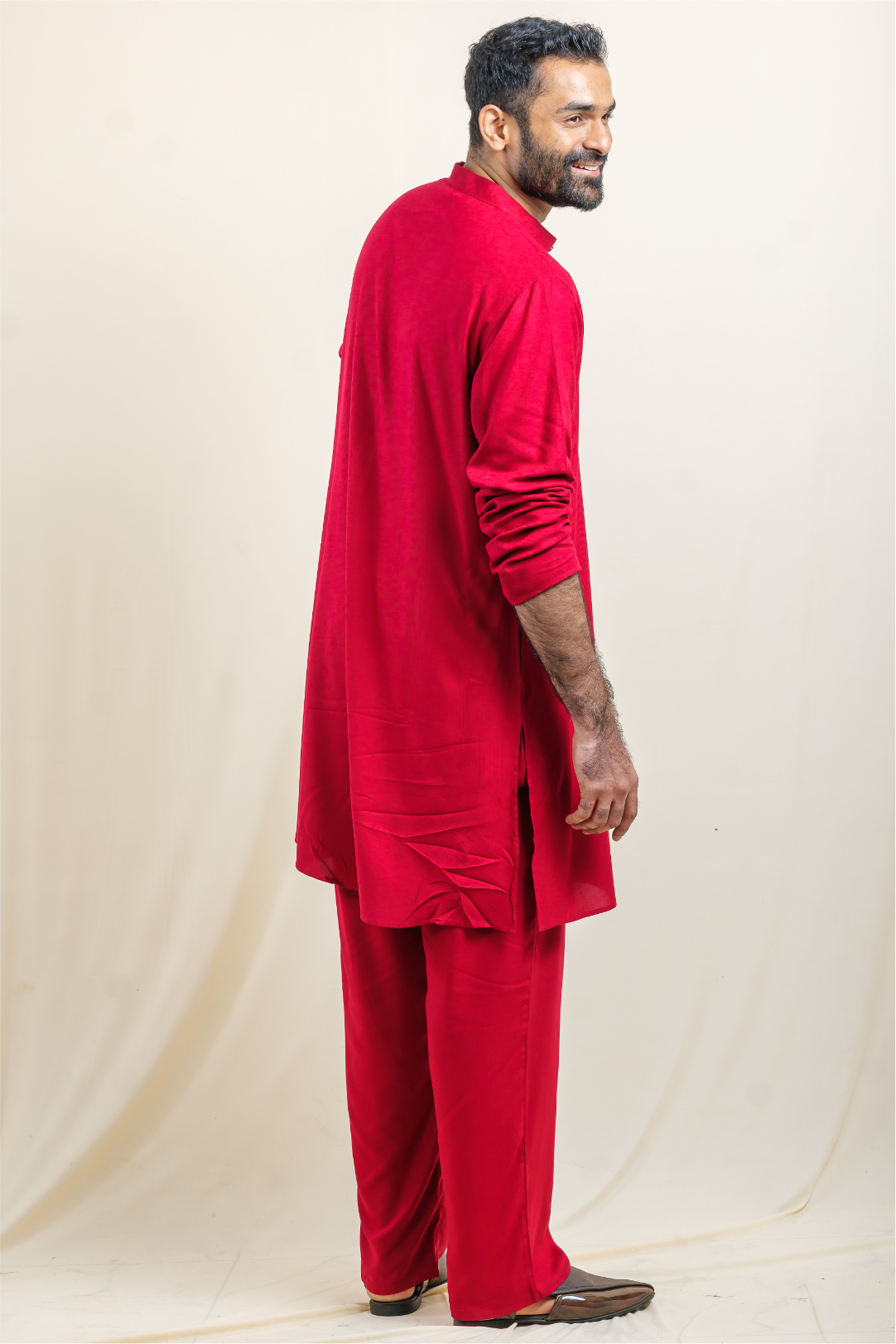 Royal Maroon Ascent Modal Satin Kurta-Pajama Co-ord Set