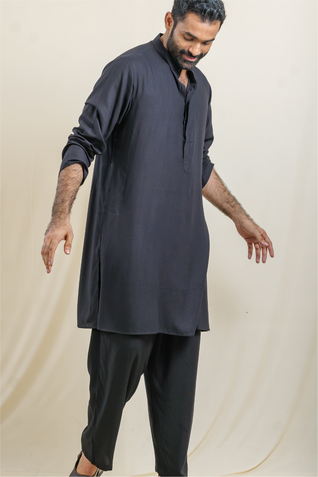 Charcoal Black Ascent Modal Satin Kurta-Pajama Co-ord Set