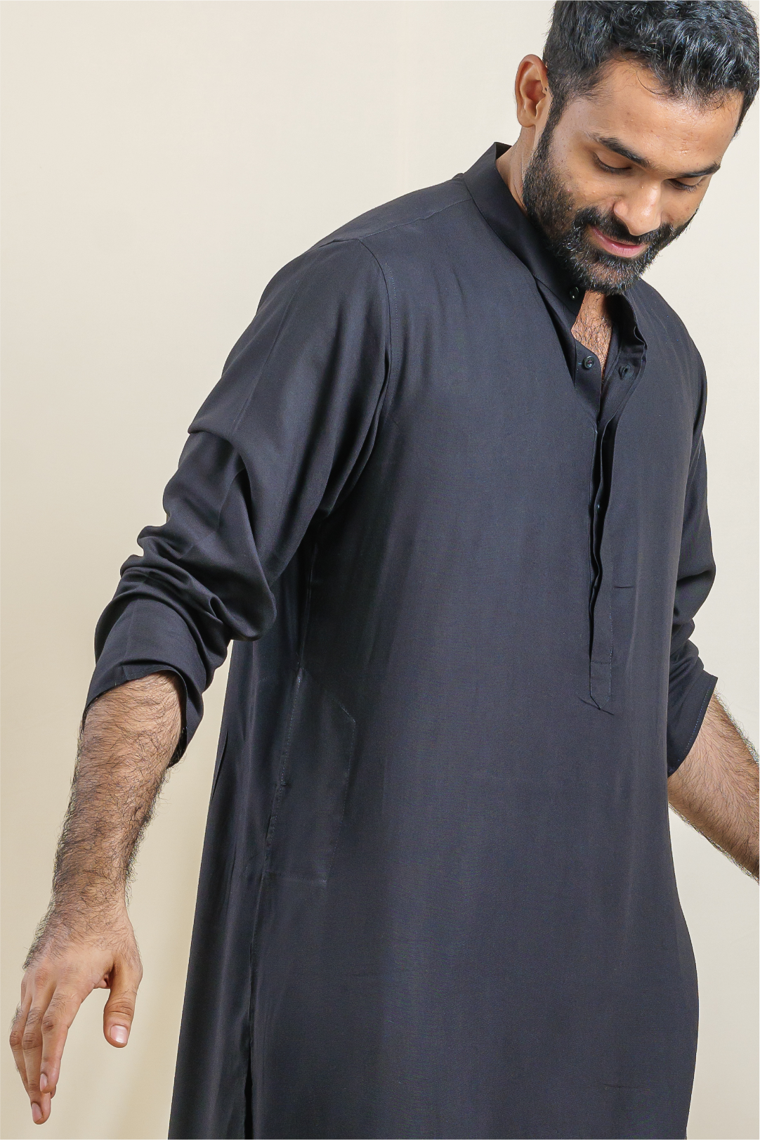 Charcoal Black Ascent Modal Satin Kurta