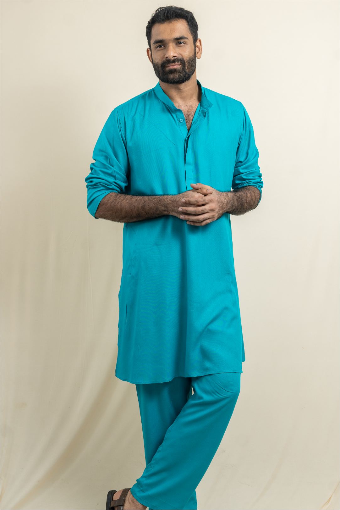 Aqua Ascent Modal Satin Kurta-Pajama Co-ord Set