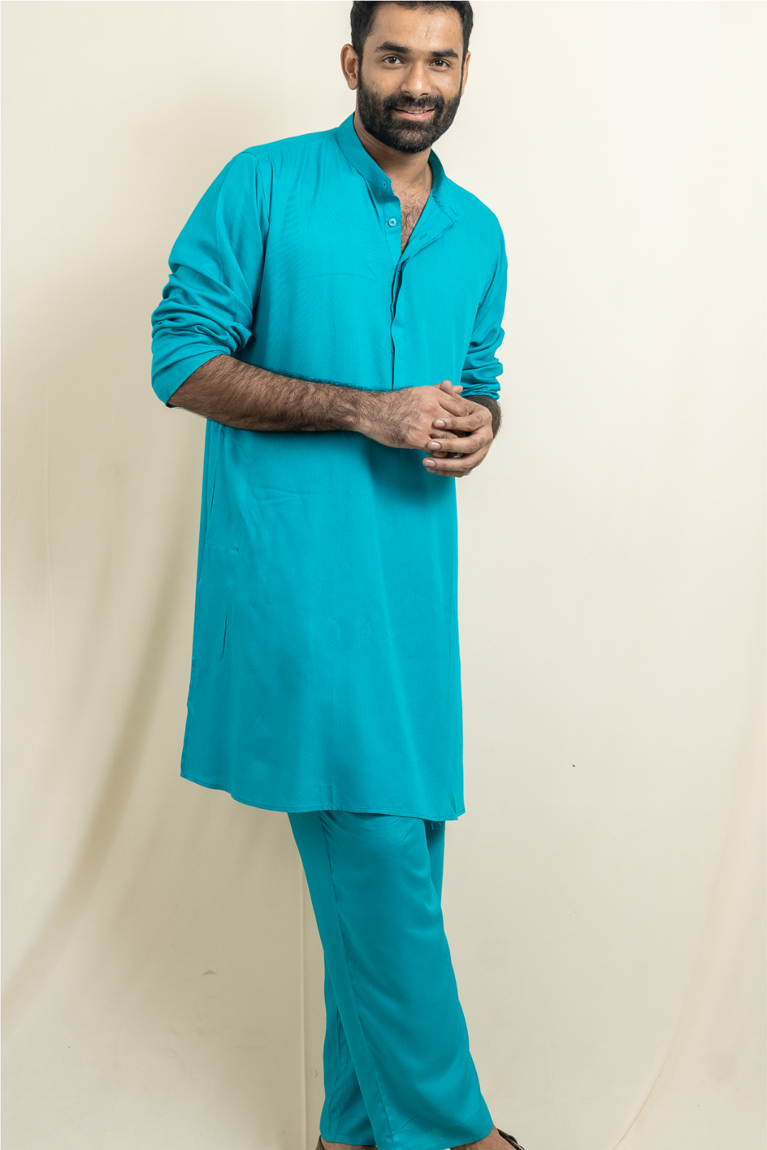 Aqua Ascent Modal Satin Kurta-Pajama Co-ord Set