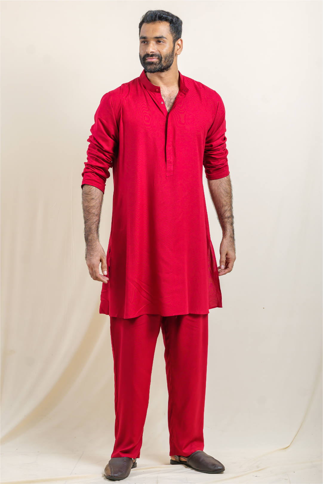 Royal Maroon Ascent Modal Satin Kurta-Pajama Co-ord Set