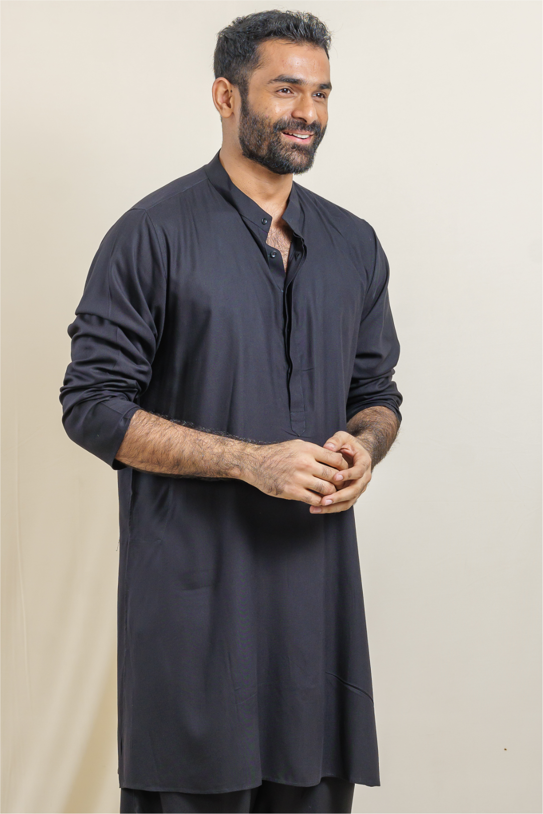 Charcoal Black Ascent Modal Satin Kurta