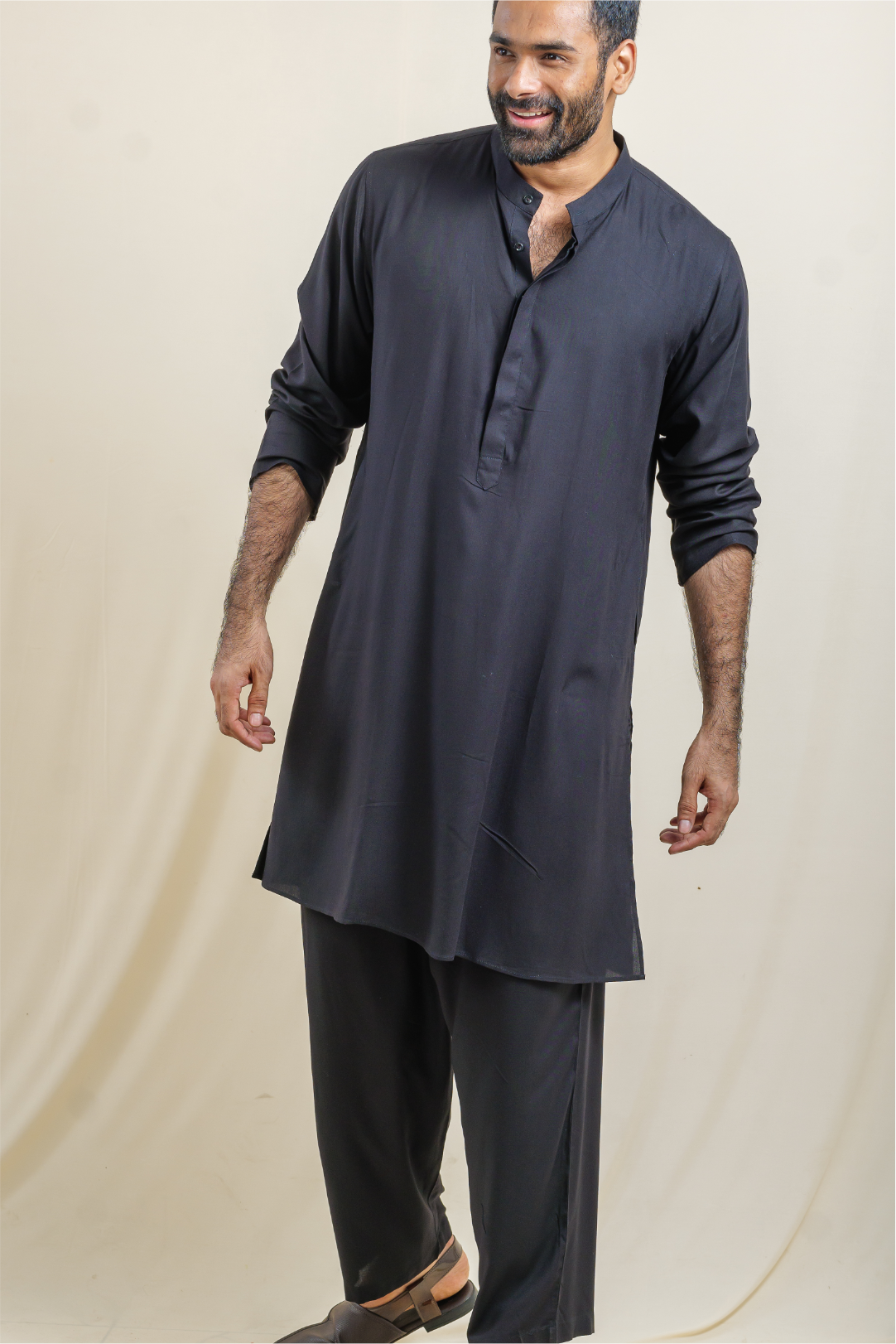 Charcoal Black Ascent Modal Satin Kurta-Pajama Co-ord Set