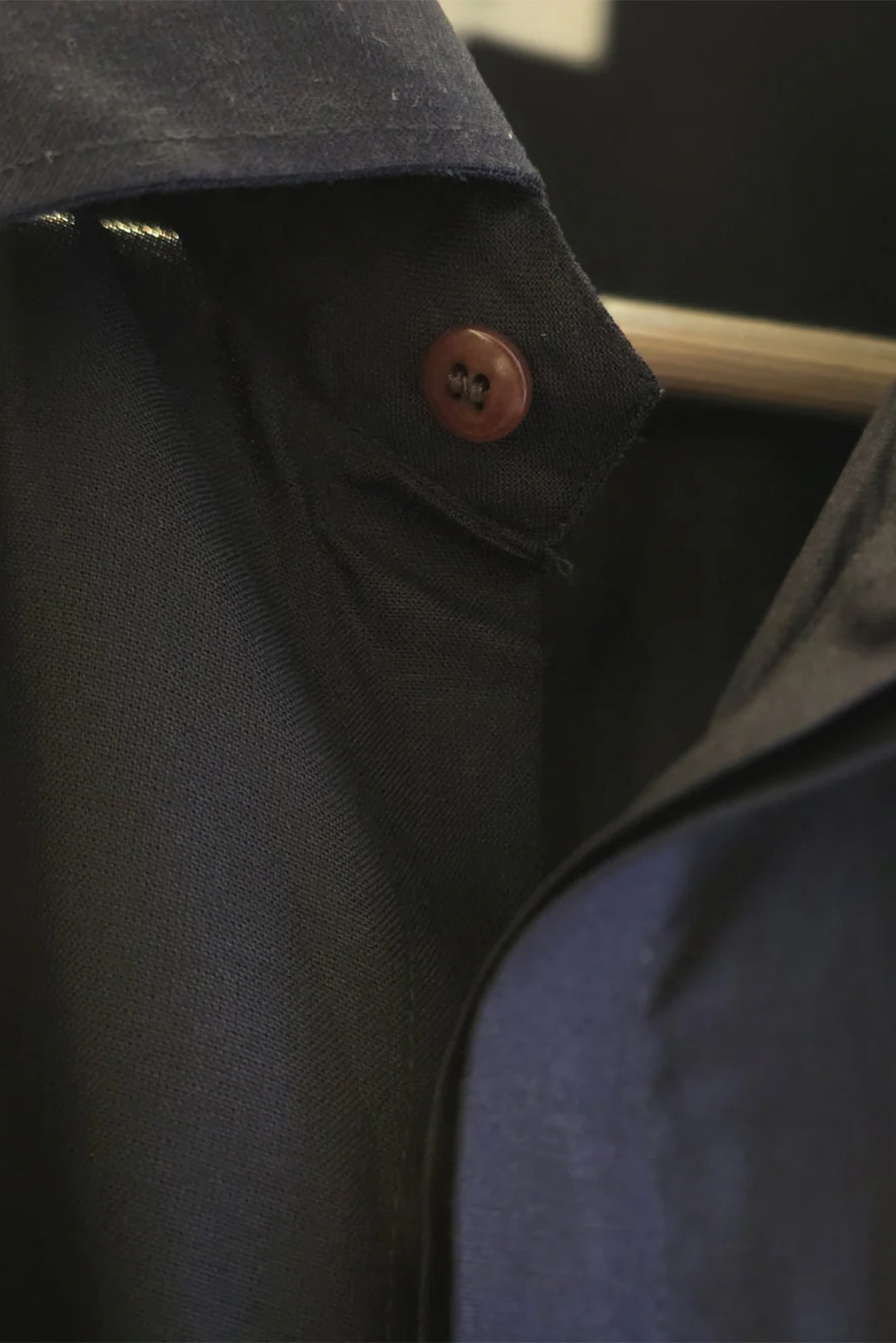 Charcoal Black Modal Satin Spread Collar Shirt