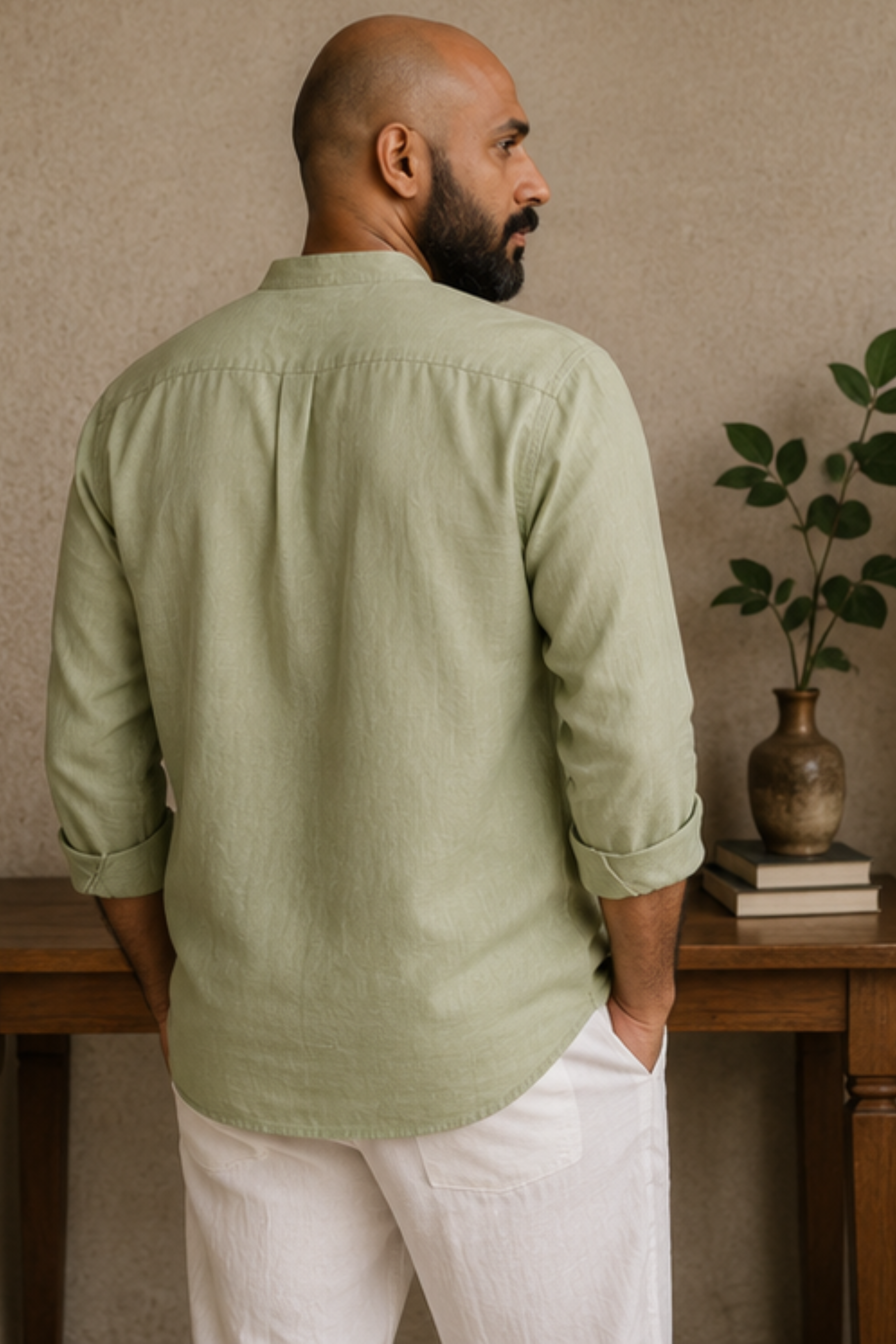 Harmony Pista Hemp Shirt with Chinese Collar – Premium Full Sleeve Shirt for Men
