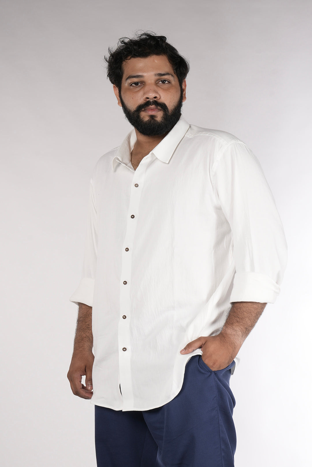 Serene Ayurvedic Cotton Shirt with Spread Collar