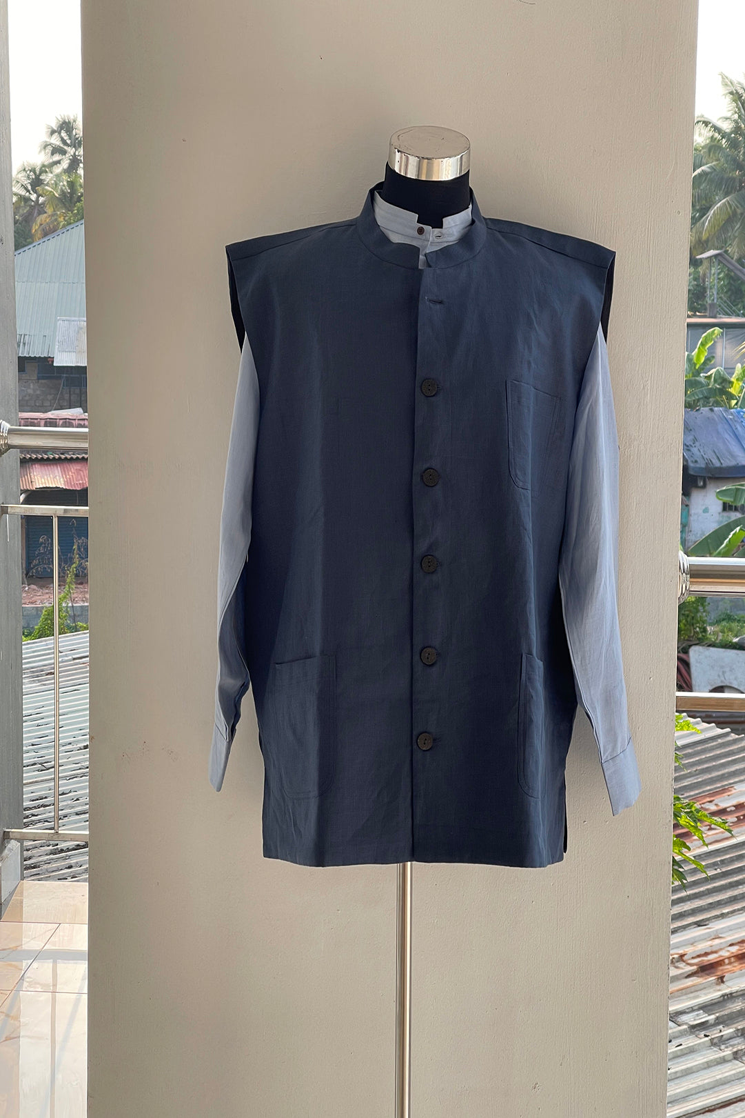 Midnight Blue Eternal Hemp Nehru Jacket