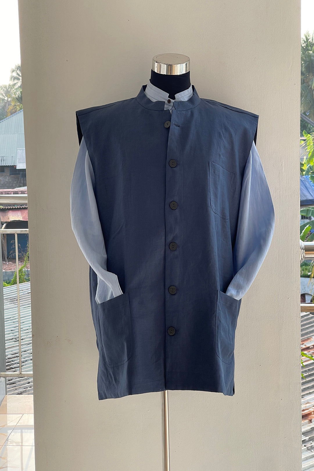 Midnight Blue Eternal Hemp Nehru Jacket