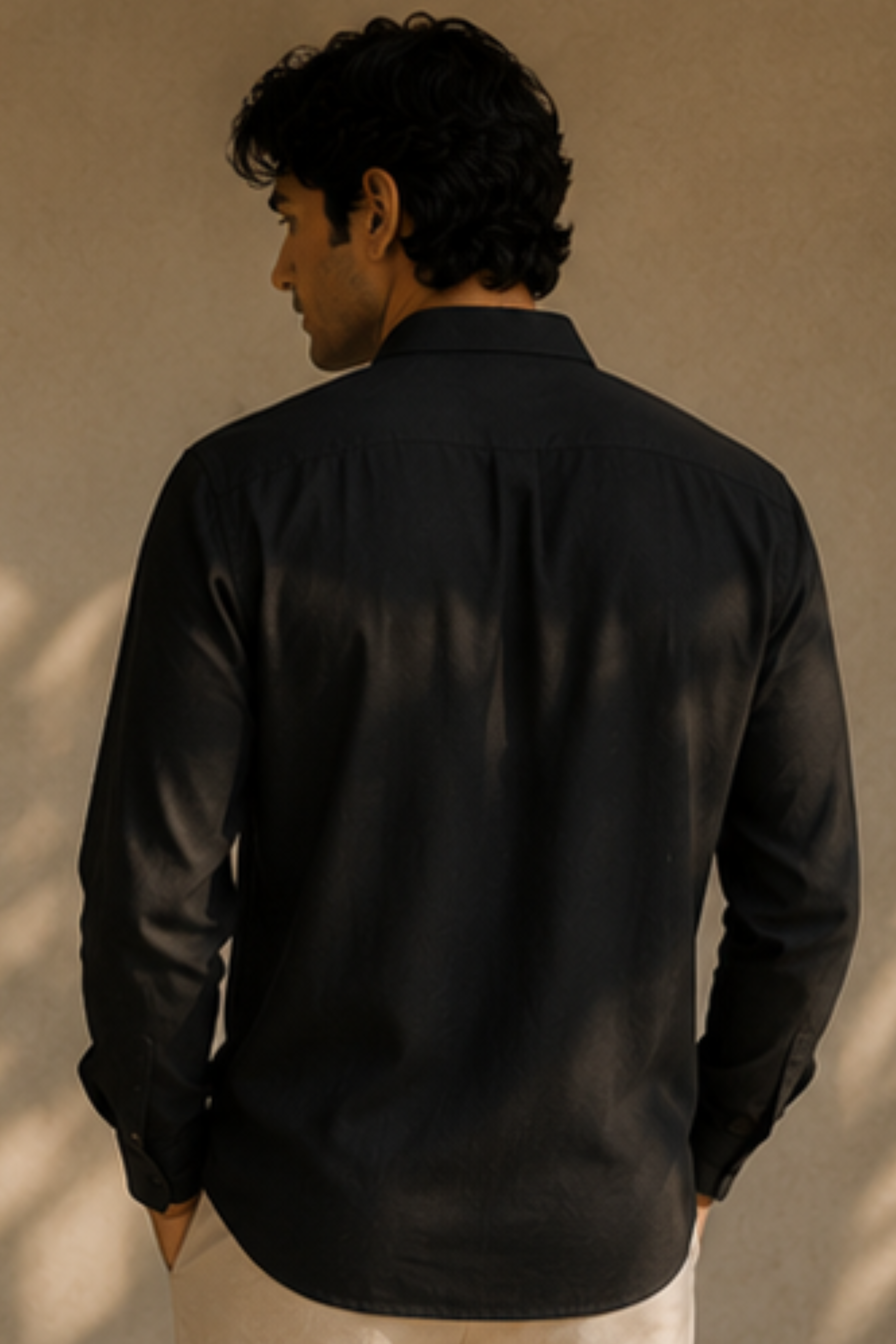 Imperial Charcoal Black Modal Satin Spread Collar Shirt for Men – Full Sleeve Sustainable Shirt