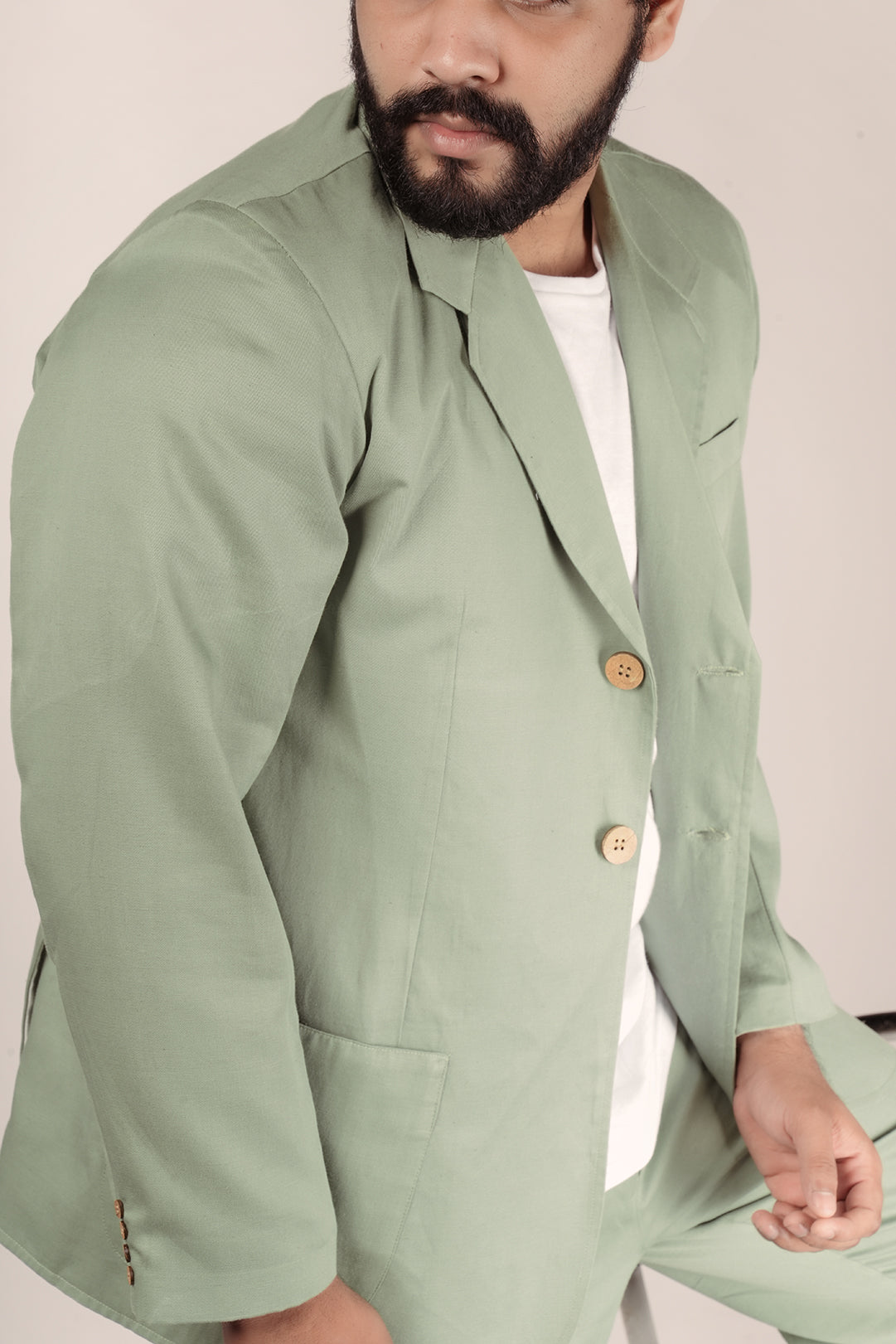 Pastel Green Pinnacle Tencel™ Flax Blazer