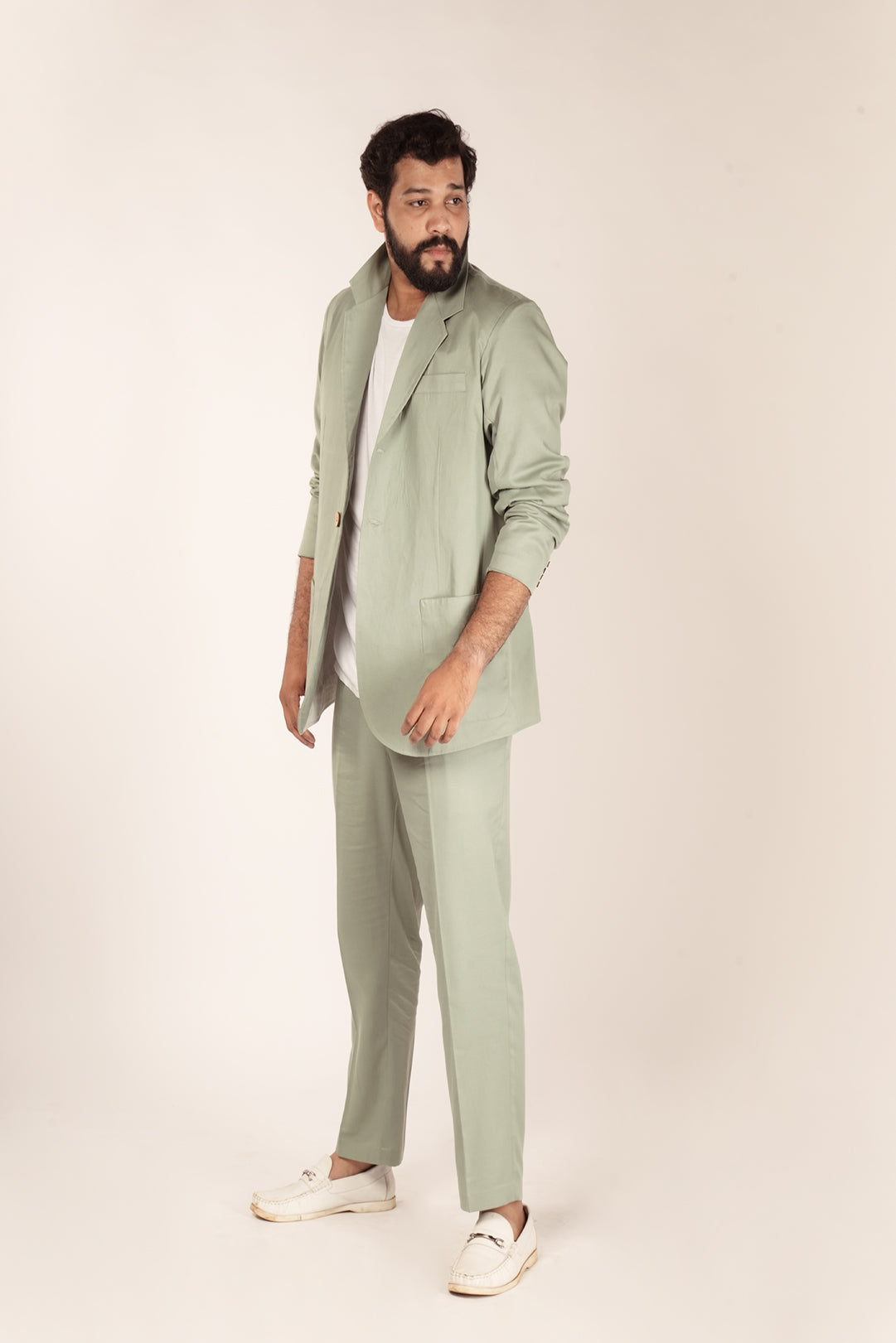 Pastel Green Nexus Tencel™ Flax Tapered Trousers