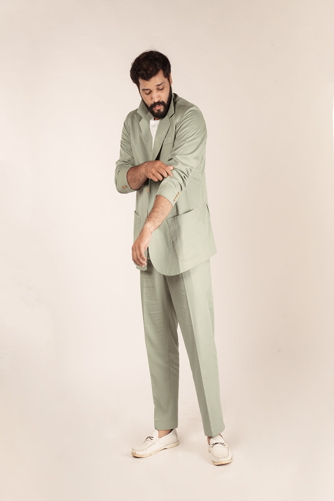 Pastel Green Nexus Tencel™ Flax Tapered Trousers