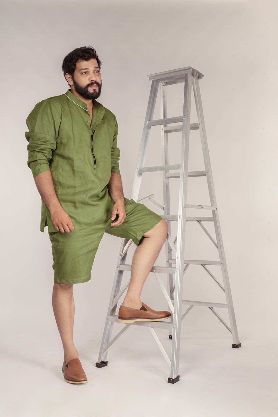 Olive Branch Breeze Hemp Lounge Set Kurta + Shorts