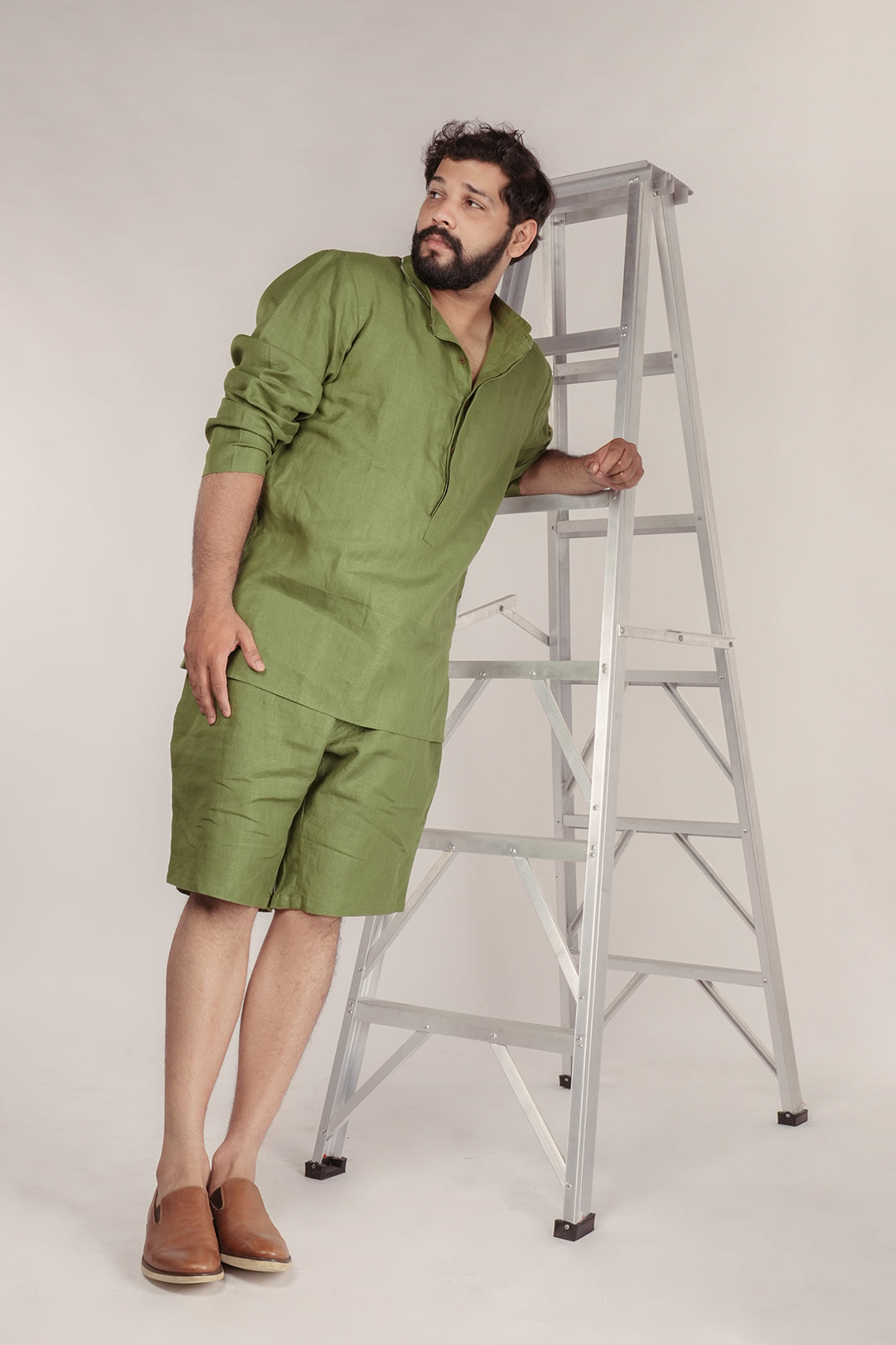 Olive Branch Breeze Hemp Lounge Set Kurta + Shorts