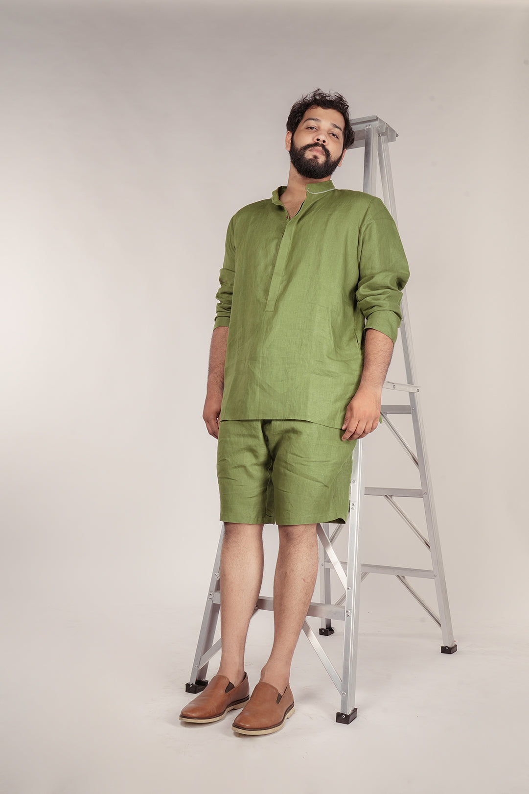 Olive Branch Breeze Hemp Lounge Set Kurta + Shorts