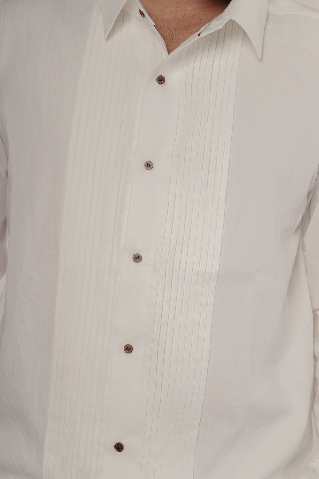 Serene Ayurvedic Cotton Tuxedo Shirt with Spread Collar