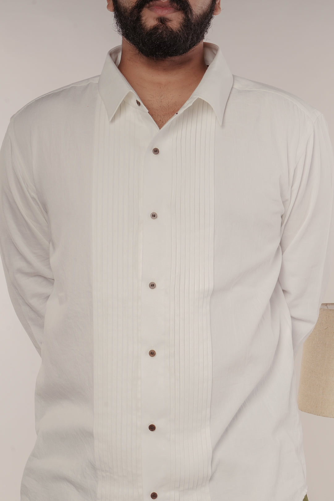 Serene Ayurvedic Cotton Tuxedo Shirt with Spread Collar