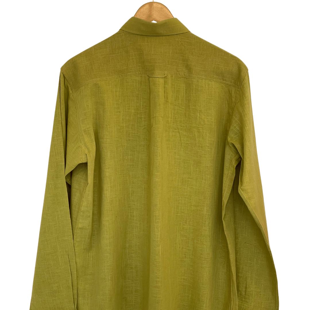 Gabriel Slub Cotton Shirt in Lemon Green