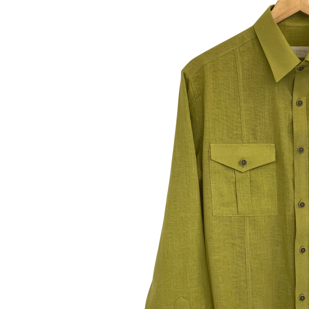 Gabriel Slub Cotton Shirt in Lemon Green