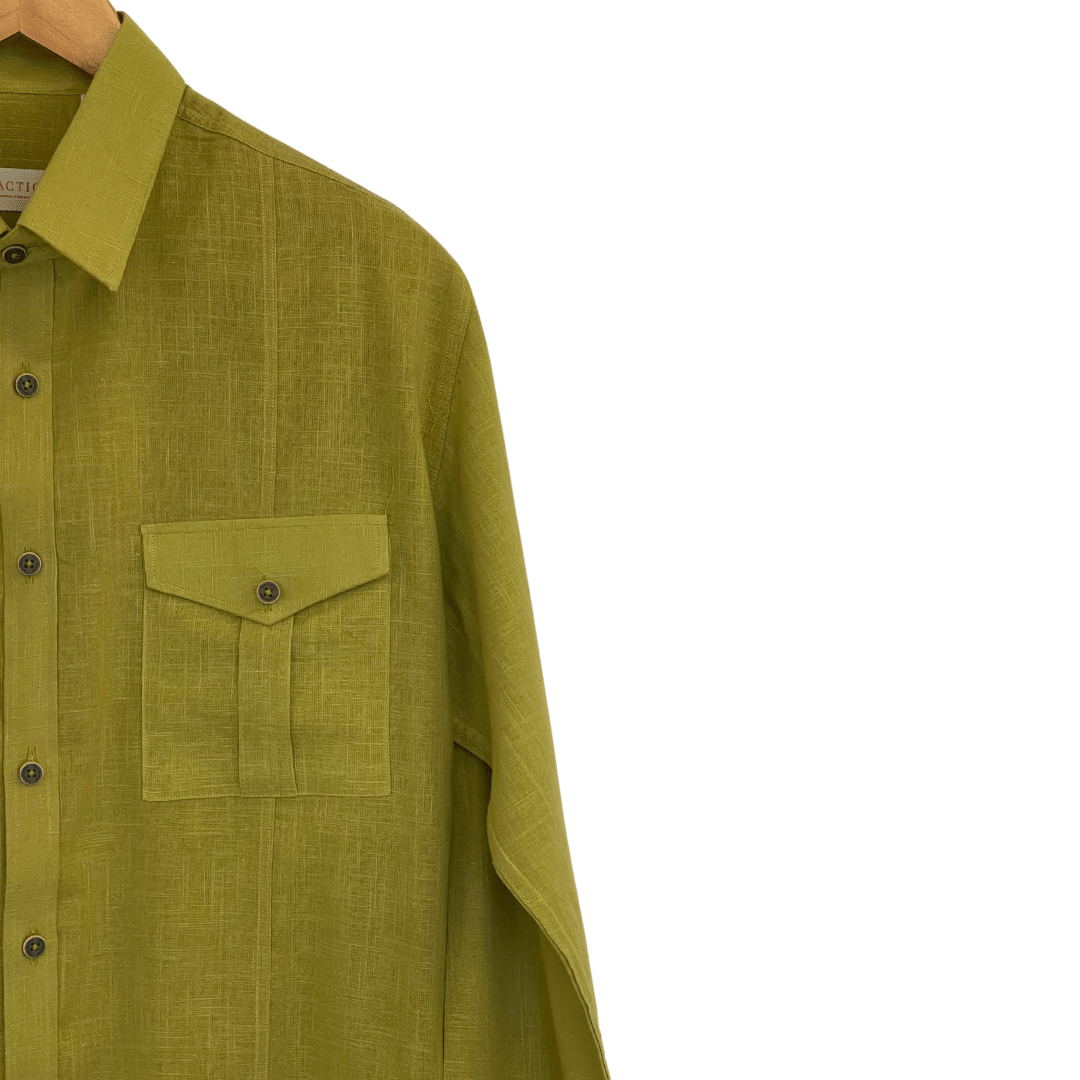 Gabriel Slub Cotton Shirt in Lemon Green